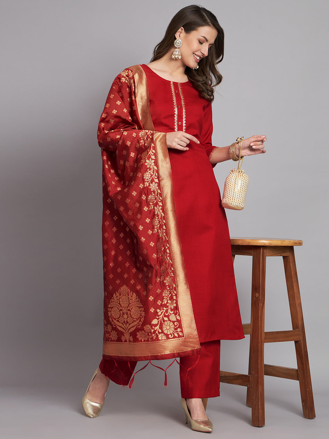 Red cotton salwar kameez sale