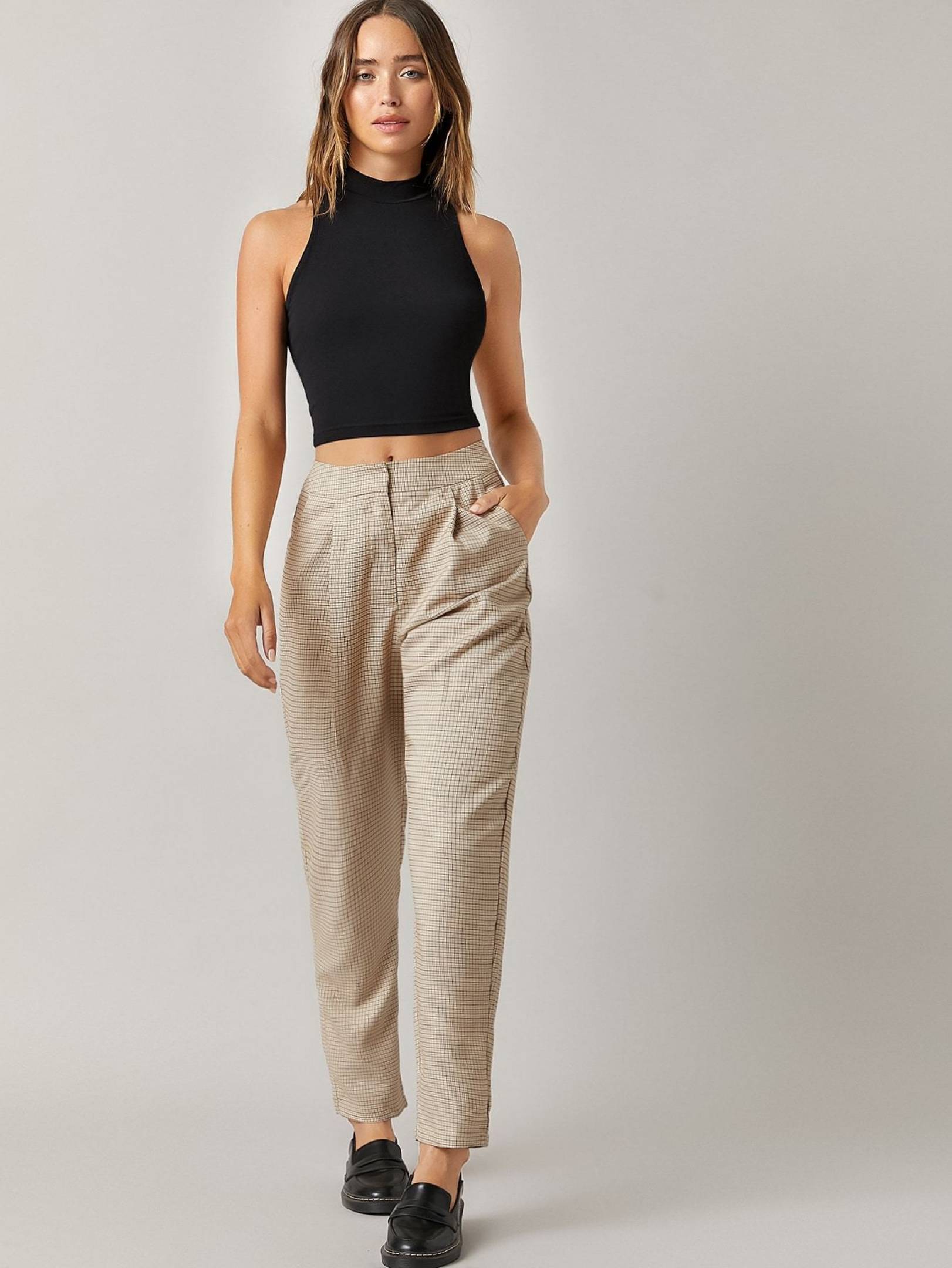 Mock Neck Sleeveless Ribbed Crop Top