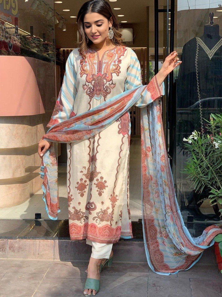 Ethnic Motifs Printed Kurta With Bottom & Dupatta Set