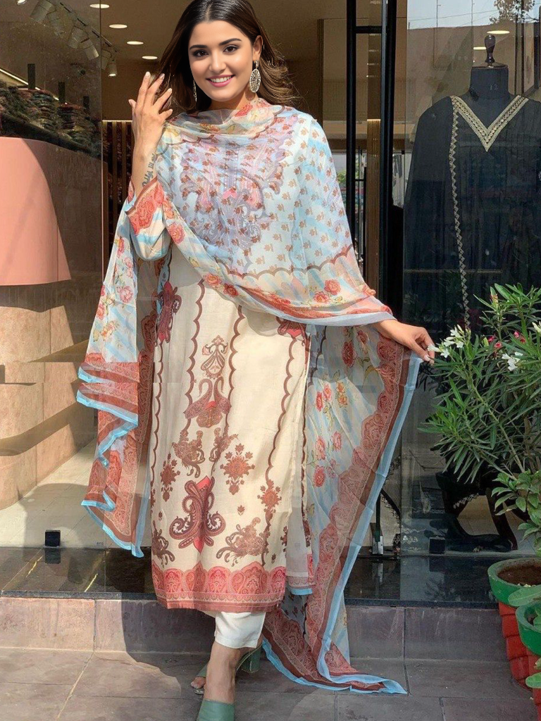 Ethnic Motifs Printed Kurta With Bottom & Dupatta Set