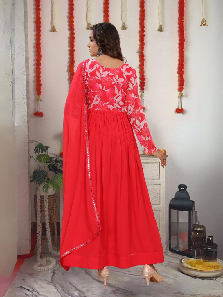 Embellished Gown With Dupatta Set