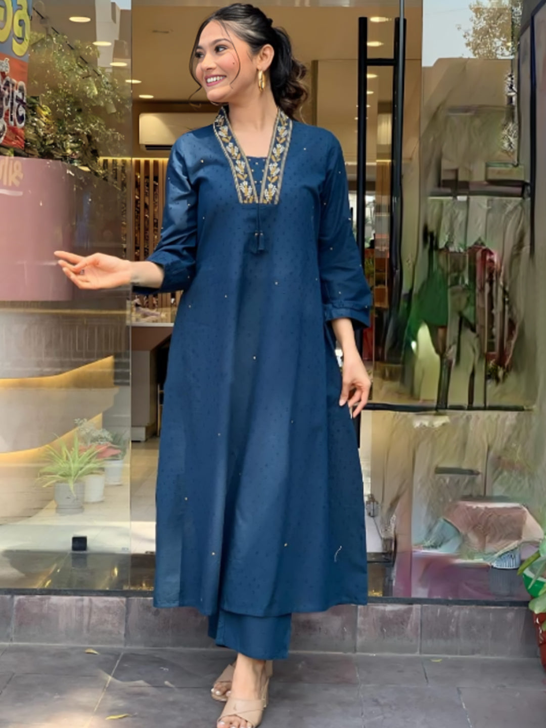 Pure Cotton Kurta With Bottom Set