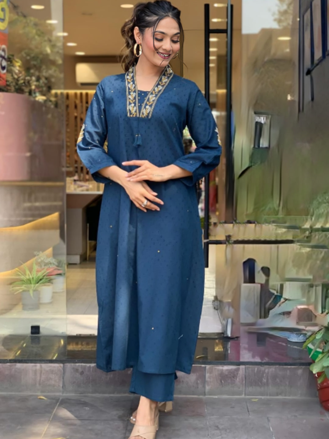 Pure Cotton Kurta With Bottom Set