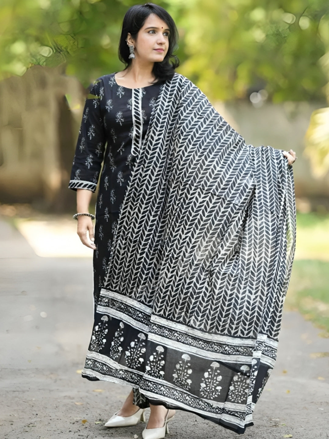 Pure Cotton printed Kurta With Bottom & Dupatta Set