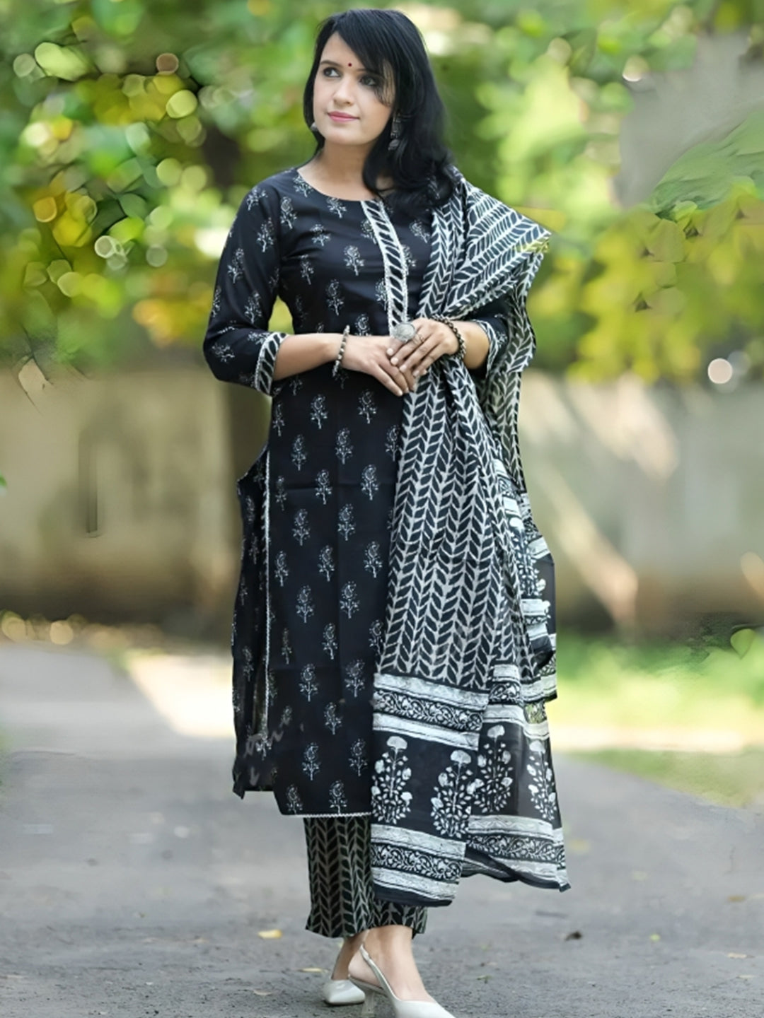 Pure Cotton printed Kurta With Bottom & Dupatta Set