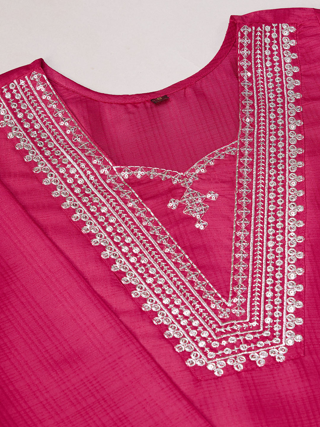 Pink Polyester Silk Kurta With Bottom & Net Dupatta Set