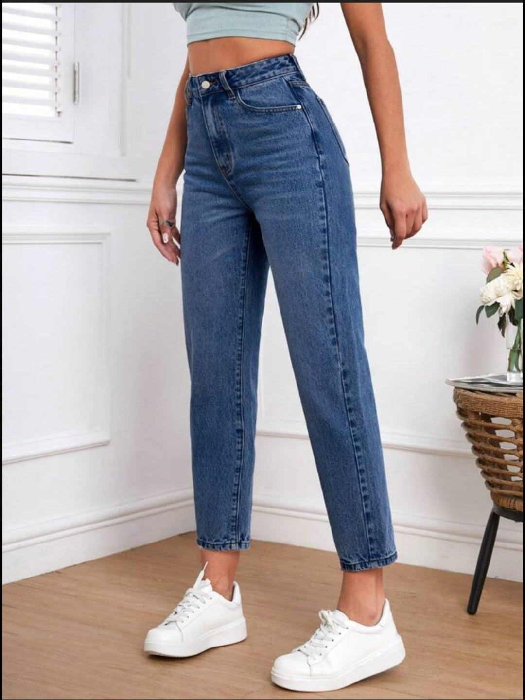 Denim Blue Mom Fit Jeans For women