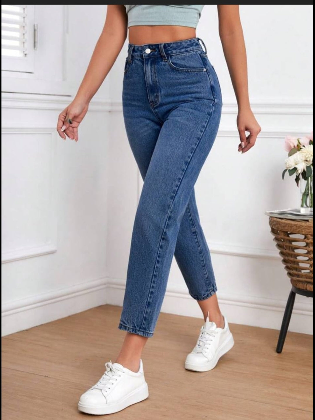 Denim Blue Mom Fit Jeans For women