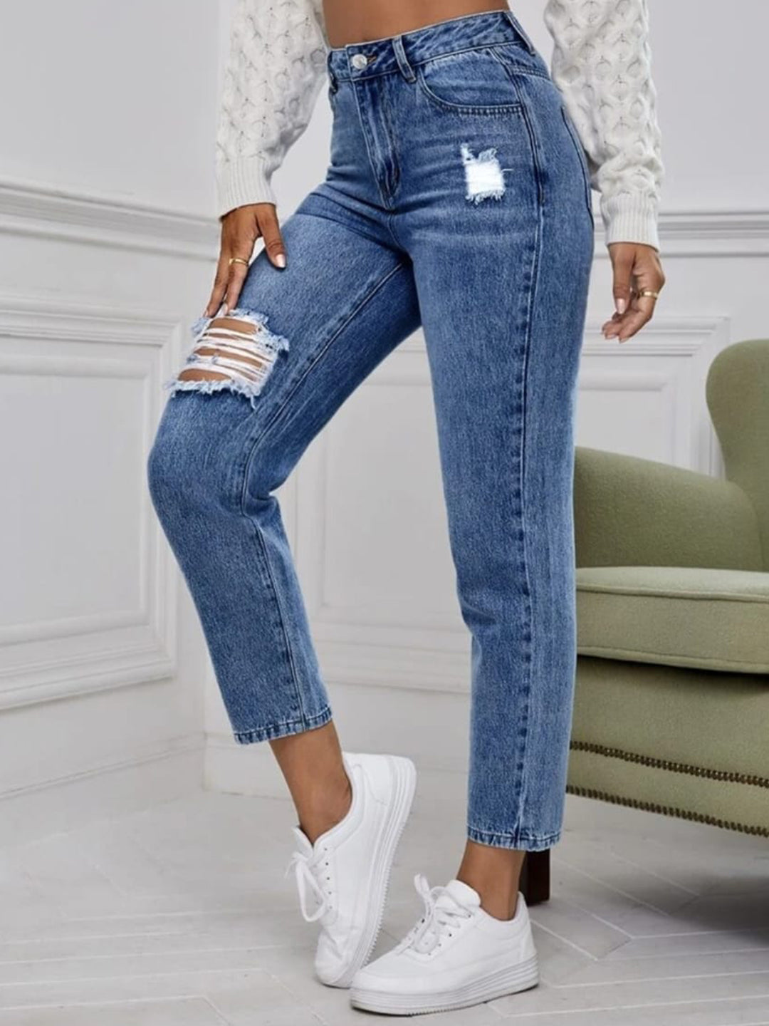 Denim Mom Fit Nipoket Funky Jeans