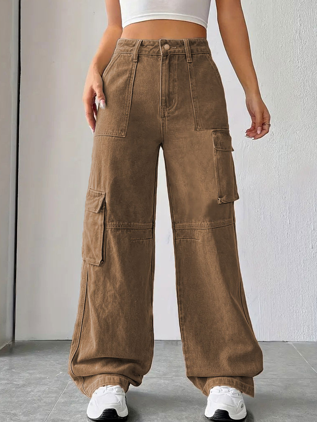 Brown Color Bell Bottom Denim Jeans