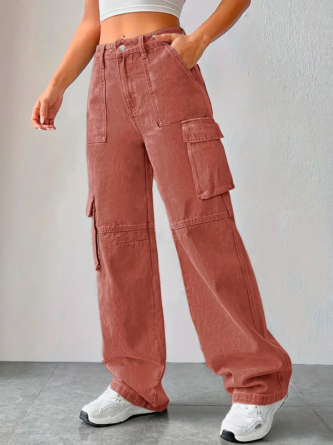 Rust Color Bell Bottom Denim Jeans