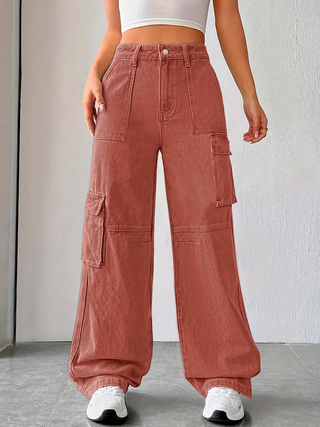 Rust Color Bell Bottom Denim Jeans