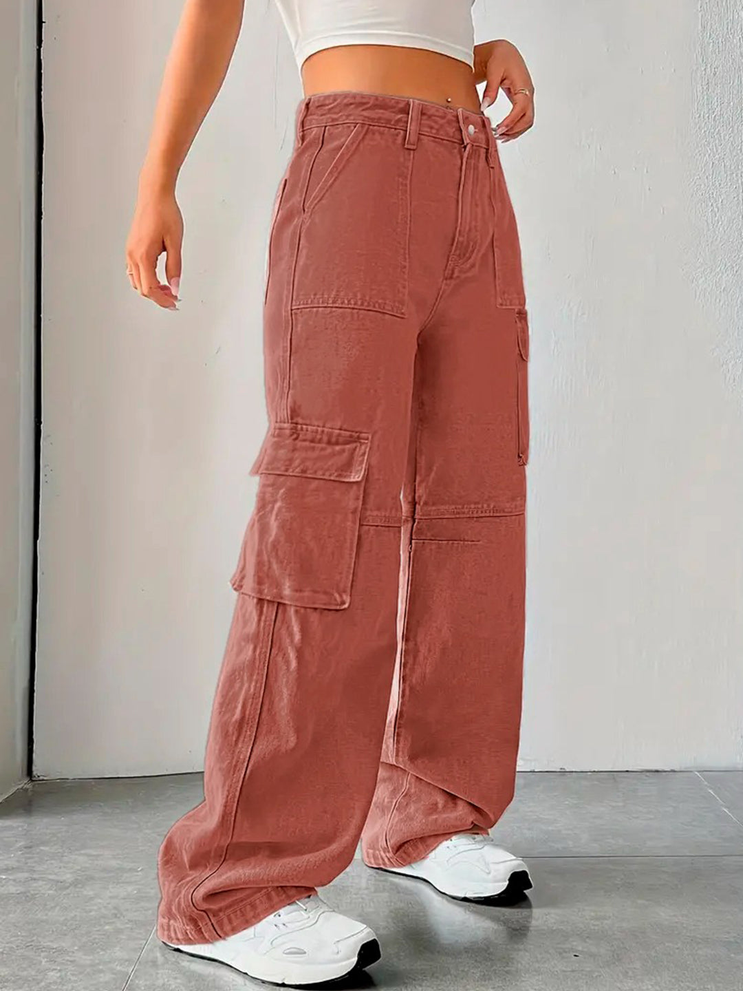 Rust Color Bell Bottom Denim Jeans