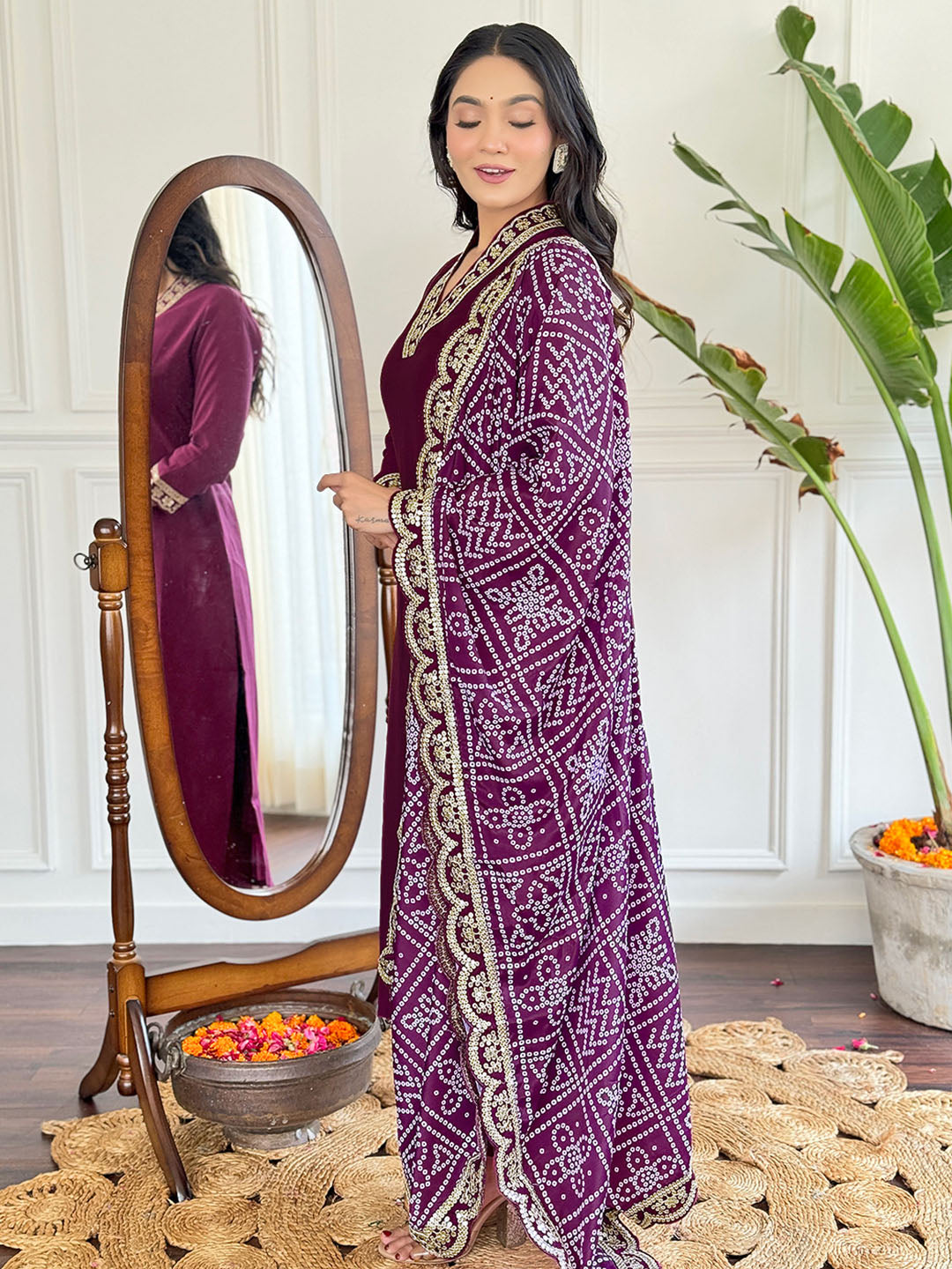 Viscose Silk Embroidered Straight Kurta with Viscose Silk Pant And Chinon Printed Dupatta Set