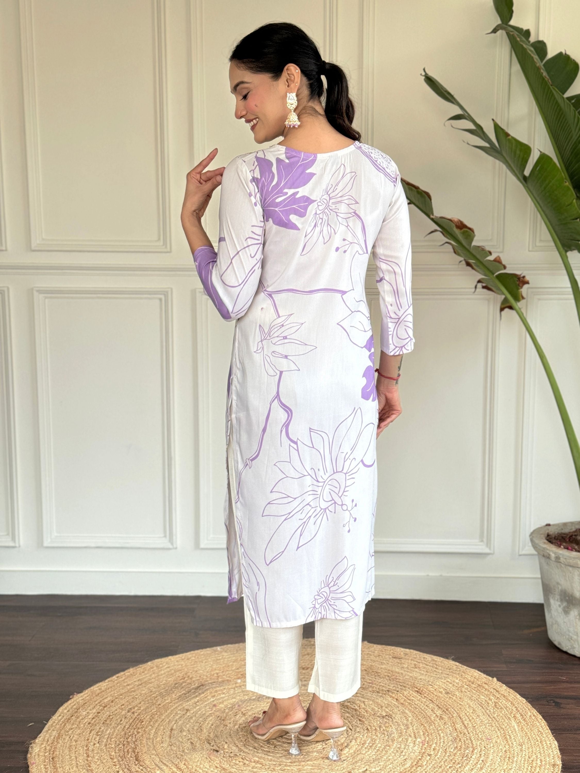 Rayon Printed Kurta With Bottom & Dupatta Set