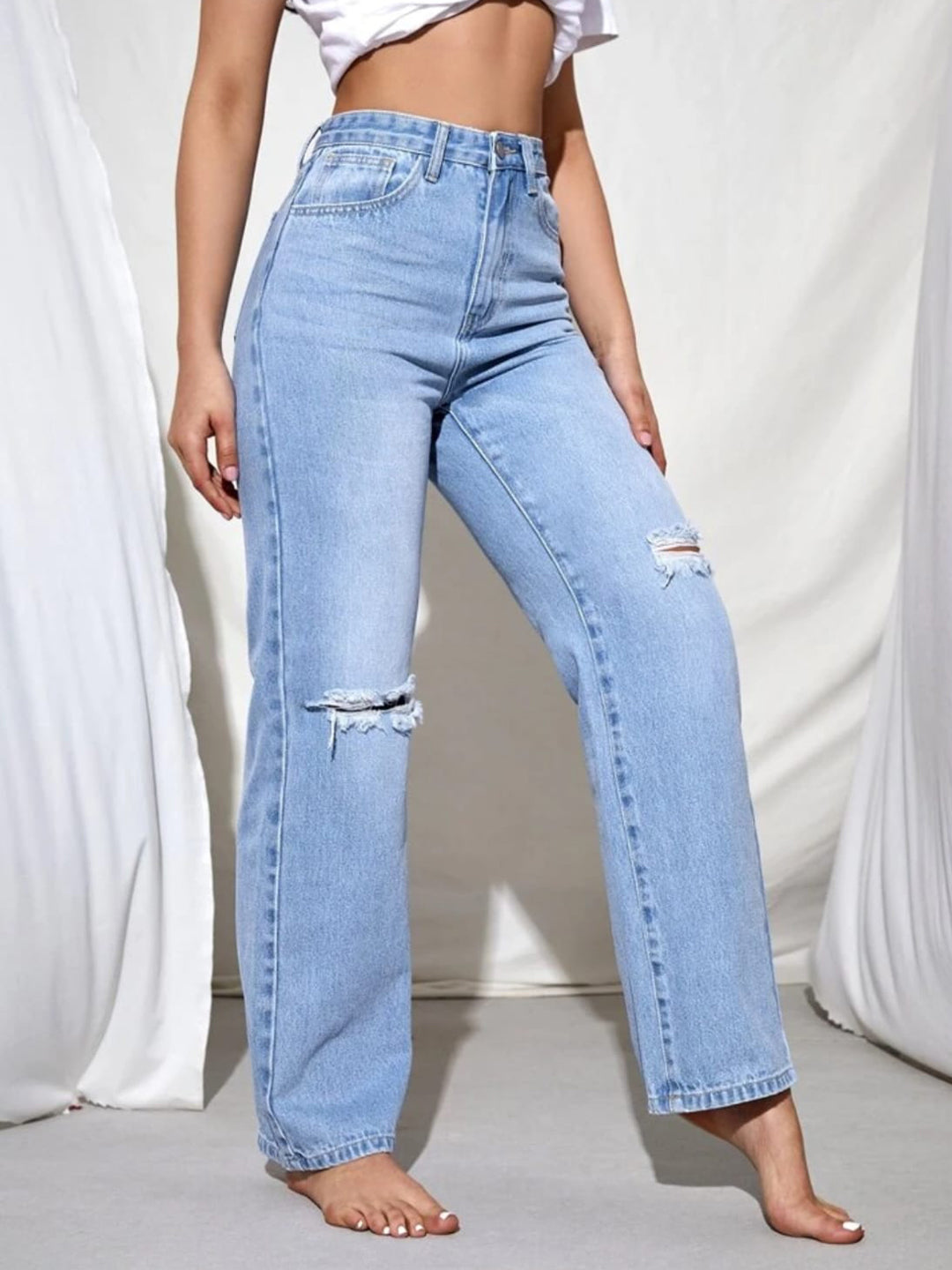 Sky Blue Bell Bottom Funky Jeans