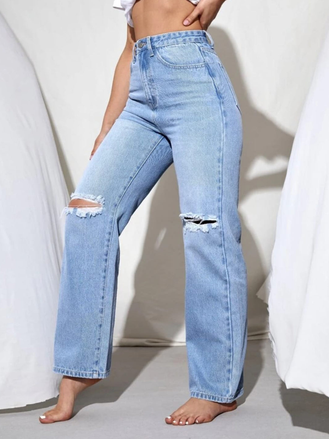 Sky Blue Bell Bottom Funky Jeans