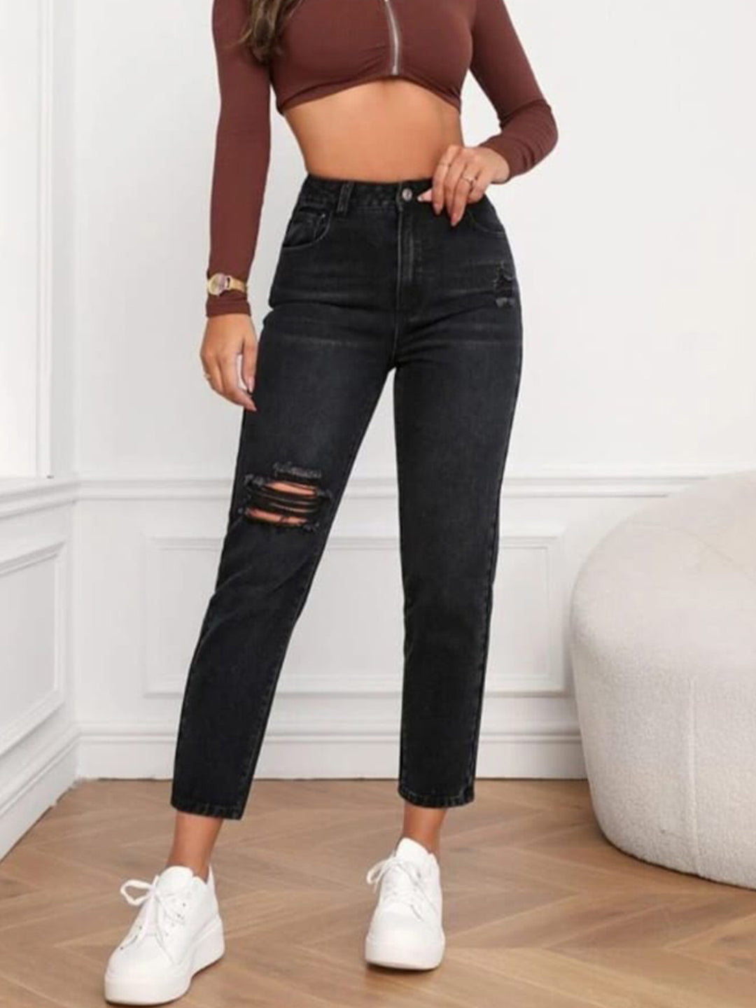 Denim Mom Fit Nipoket Funky Jeans