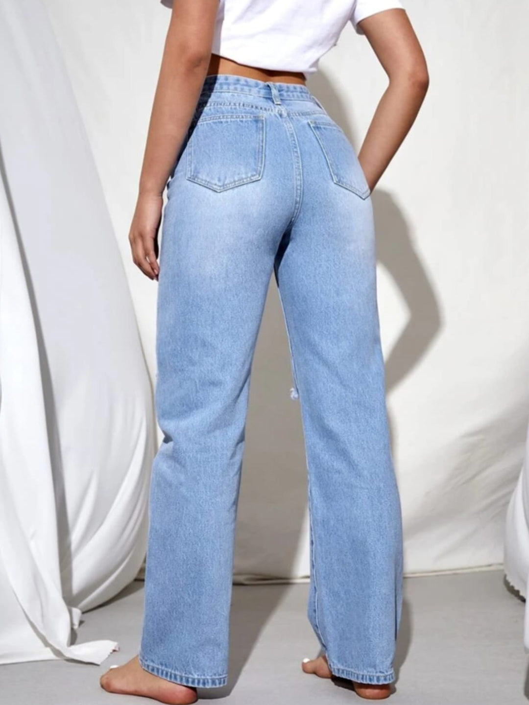 Sky Blue Bell Bottom Funky Jeans